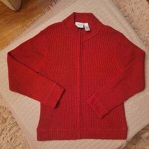 Liz Claiborne-Lizsport Red Mock neck Zip up Sweater - Large